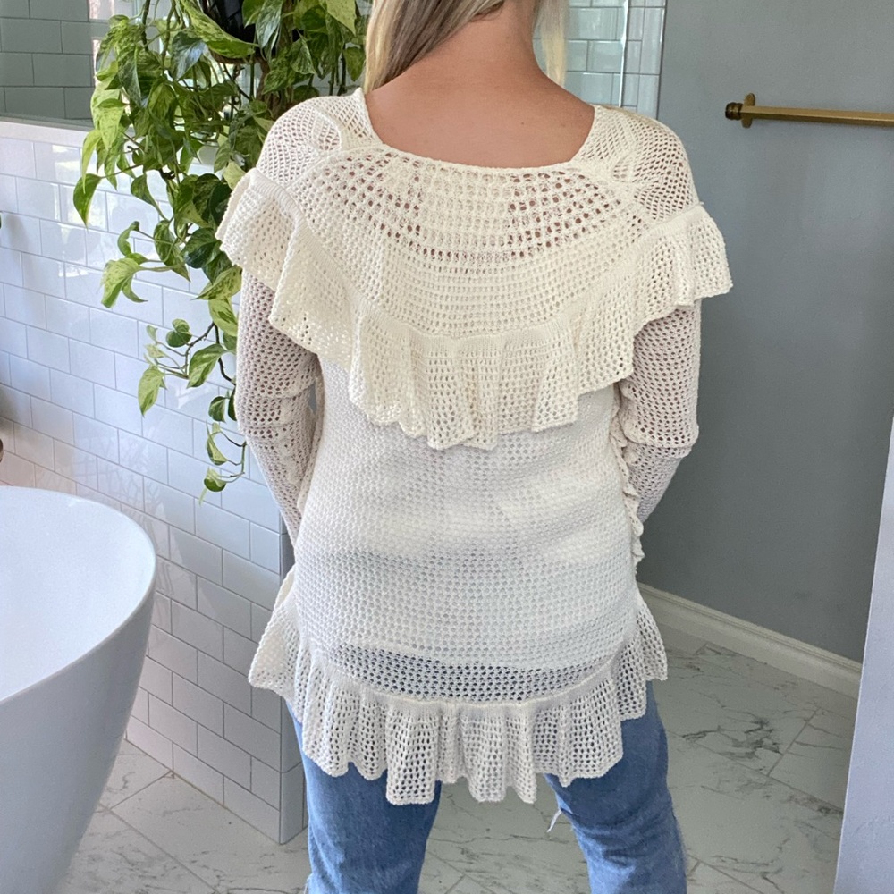 Anthropologie Angel of the North ivory crochet top - Picture 4 of 7